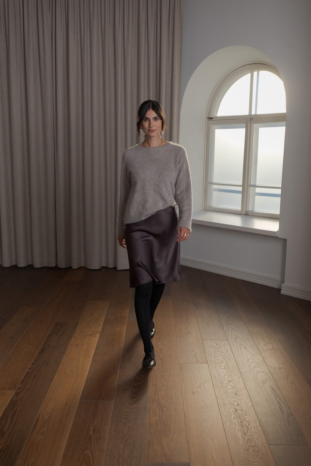 Long-sleeved cashmere sweater, Greige